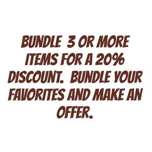 At least 20% off bundles of 3 or more items!!! New offer!